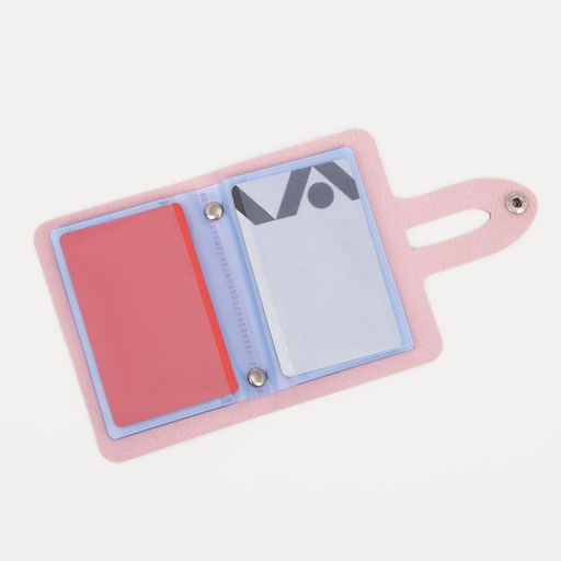 Цена за 2 шт. Визитница на кнопке, 24 карты, однотонная, розовая