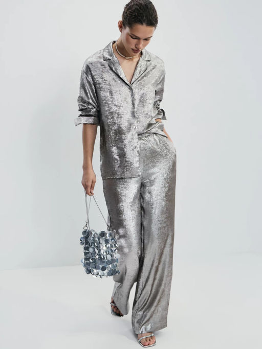 Прямые брюки из блестящей ткани / Zarina