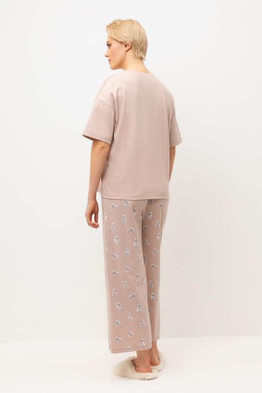 Е 20178/кофейный,забавные пудели пижама жен