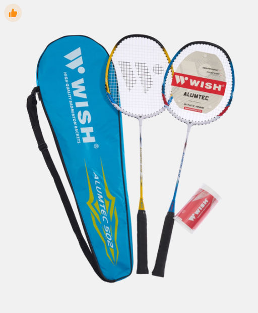 Набор для бадминтона WISH Alumtec 502 (2 ракетки+2 волана), синий/желтый