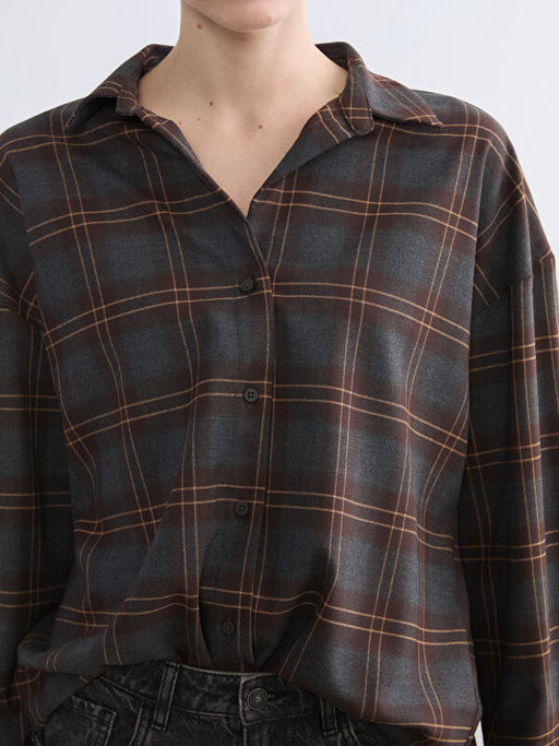 Ekose Oversize Kad?n G?mlek