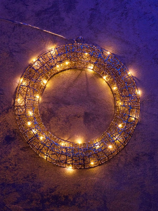 Фигура световая «Венок», 40×40×5 см, 30 LED, батарейки ААх3 (не в компл.), свечение тёплое белое