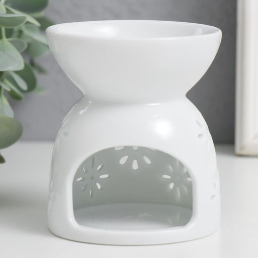 Аромалампа для эфирных масел Кружево цветочное, керамика, белый, 8?6.5?6 см, МИКС - Simaland фото 3