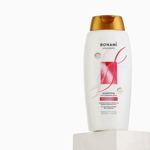 Шампунь для волос с маслом жожоба и провитамином В5, оъем и сила, 750 мл, BONAMI