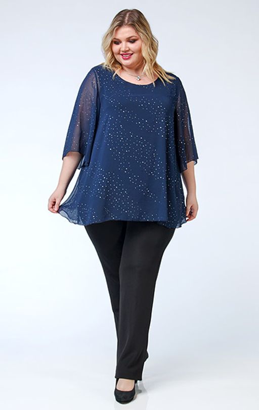 Очаровательная туника свободного силуэта из шифона серебряный дождь и вискозного трикотажа - Ckc collections фото 2