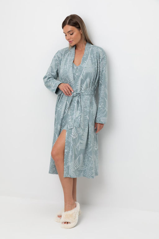 Е 50005/24/пыльно-голубой,лесной гербарий халат жен