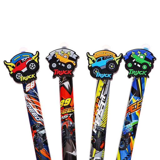 Цена за 36 шт. Стираемая ручка Yalong «Машина», гелевая, автоматическая, синий стержень, узел 0.5 мм, МИКС