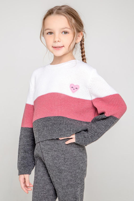 Crockid _ КВ 30120/ш/брусника,серый джемпер для дев