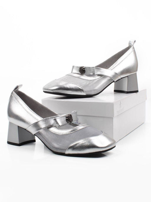 06-H36A-55C GREY/SILVER Туфли женские (натуральная кожа)