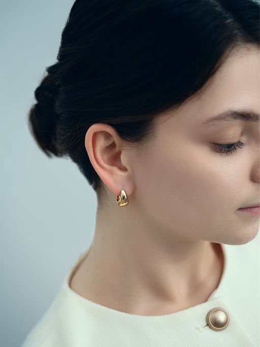 Серьги металл «Эфир» полукруг, цвет золото