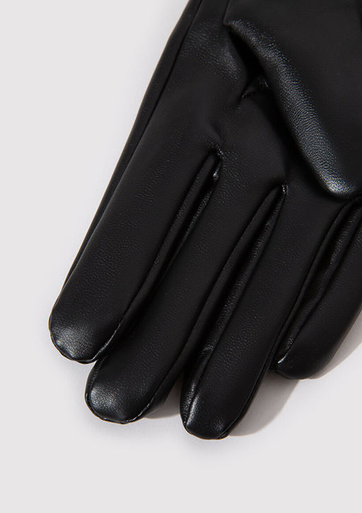 Suni Deri Siyah Eldiven - Mavi фото 2