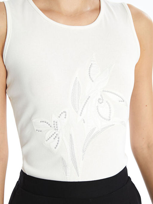 Bisiklet Yaka ??lemeli Kad?n Bluz