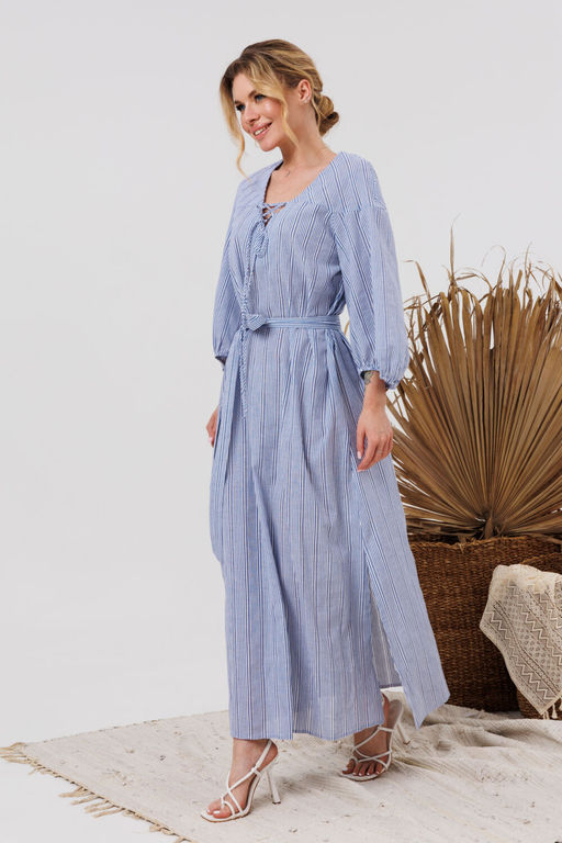 Платье AMORI 9848 полоска голубая фото 5