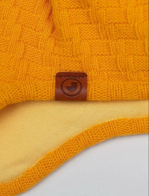 Шапка весенняя/осенняя вязаная (Горчица) с помпоном КОДИ - Jumbi фото 2