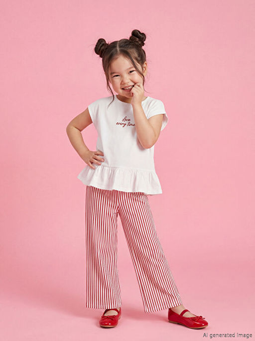 Bisiklet Yaka K?z ?ocuk Bluz ve Pantolon