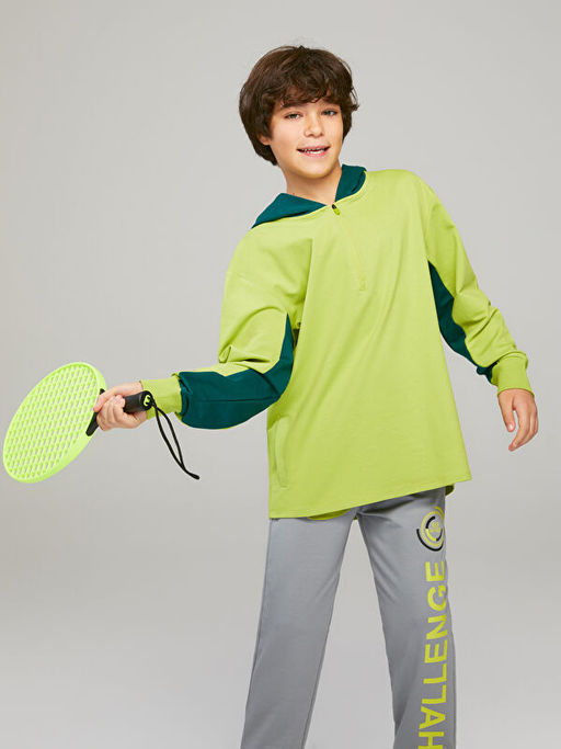 Kap??onlu Renk Bloklu Uzun Kollu Erkek ?ocuk Sweatshirt - Waikiki фото 2