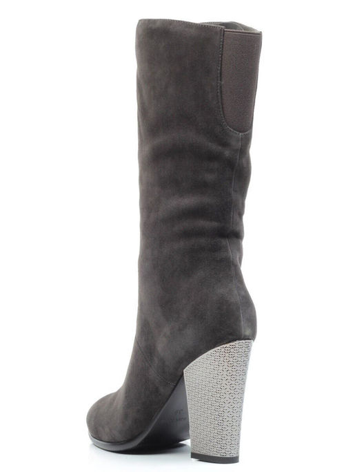 YF189-012M DARK GREY Полусапоги зимние женские (натуральная замша, натуральный мех (еврозима))