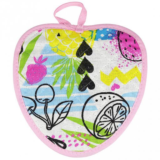 Прихватка с запахом 20х20см "ФрешФут б/з", форма "Клубника", рогожка 171г/м2, хлопок 100%, наполнитель - ватин 280г/м2, на пластмассовом подвесе, "Домашняя мода" (Россия)