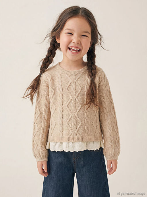 Bisiklet Yaka K?z ?ocuk Kazak