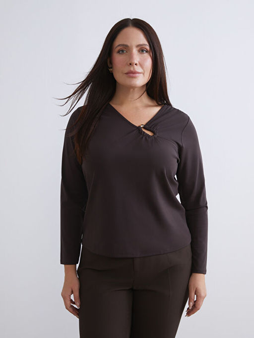 B?y?k Beden V Yaka B?zg?l? Bluz