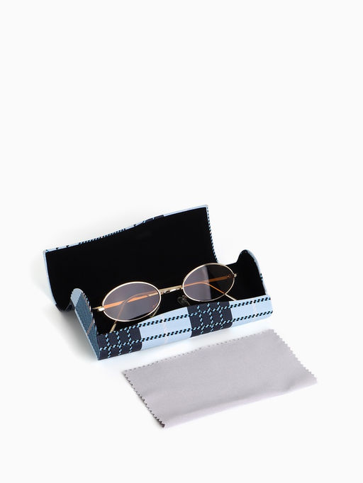 Футляр для очков на магните, в клетку, размер 16×6×3.3 см, голубой