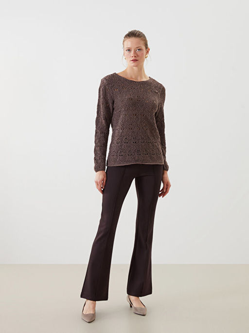 Bisiklet Yaka Ajurlu Kad?n Triko Kazak