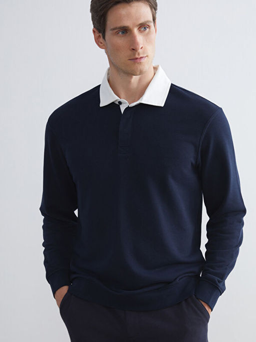Polo Yaka Erkek Sweatshirt