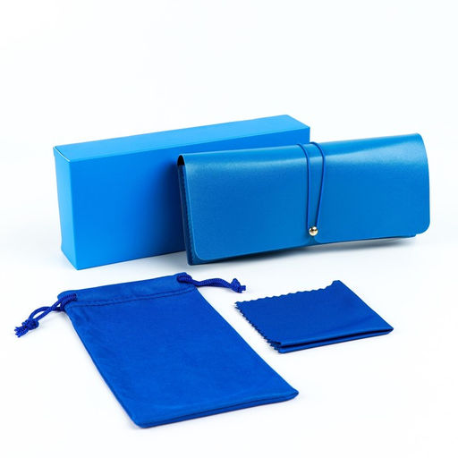 Набор для очков: футляр, чехол, салфетка, синий - Simaland фото 2
