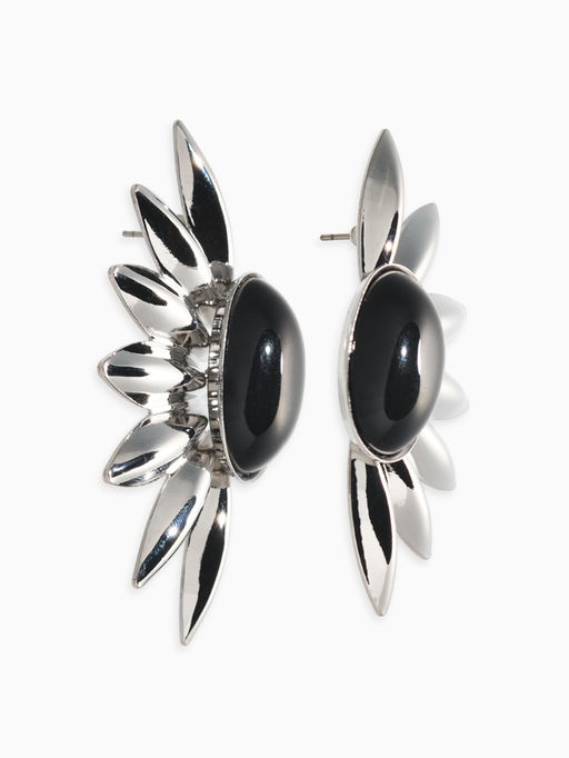 Серьги «полу солнце», чёрные в серебре