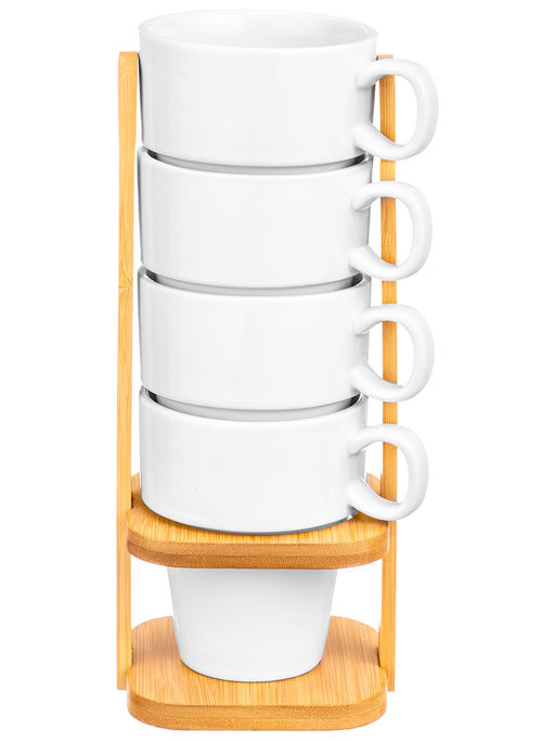 Набор кружек 4 пр. 250 мл 11*8,5*24 см "Айсберг" на бамбуковой подставке