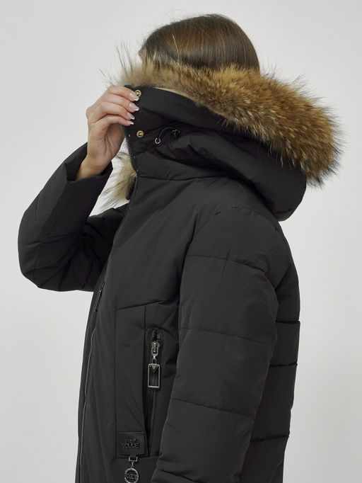 Куртка ПРЕМИУМ КЛАССА зимняя с мехом ЕНОТА, черного цвета - Mtforce фото 11