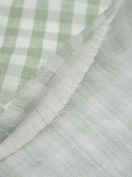 Муслин двухслойный с эф.жатости Клетка (0.7*0.7см) цв.морозная мята, ш.1.4м, хлопок-100% - Купава фото 7