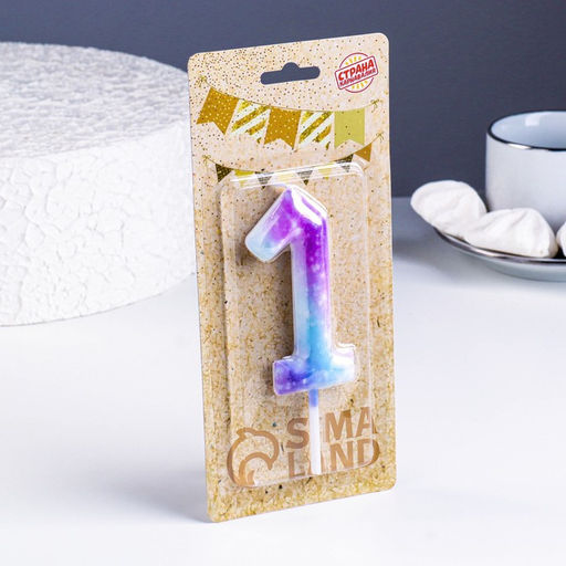 Свеча в торт на шпажке Галактика, цифра 1, 9 см, ГИГАНТ - Страна карнавалия фото 2