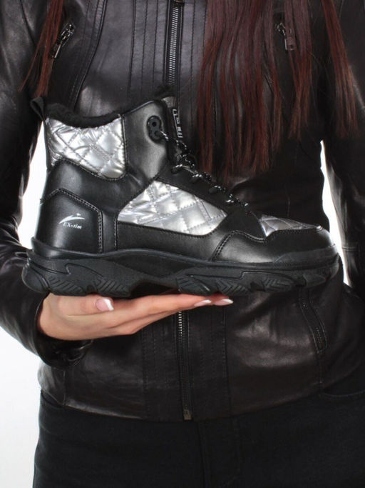 2222-3 BLACK Ботинки зимние женские