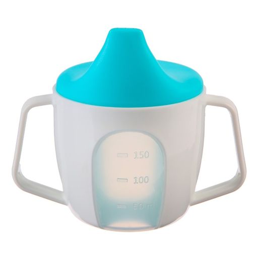 Тренировочный Поильник - чашечка 2в1, 150 мл., твердый носик, цвет голубой - Крошка я фото 2