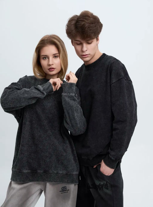 KM1856 Свитшот OVER SIZE (футер-двухнитка) ЧЕРНЫЙ