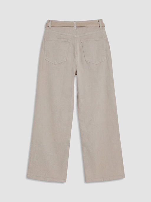 Beli Kemerli Wideleg Kad?n Jean Pantolon
