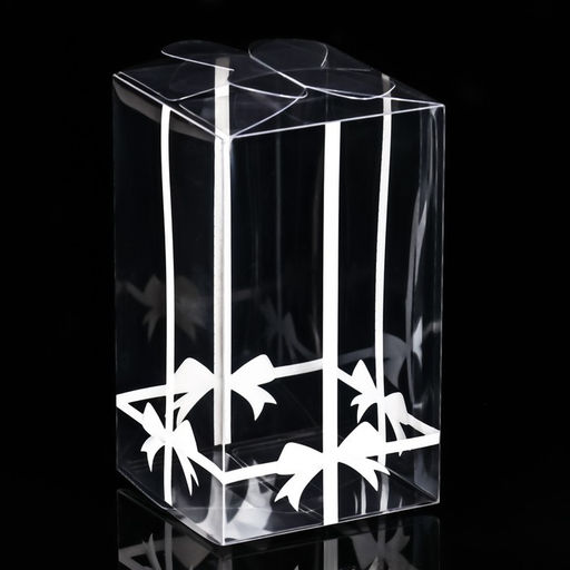 Цена за 5 шт. Складная коробка из PVC Бант в горошек, 12 х 7 х 7 см