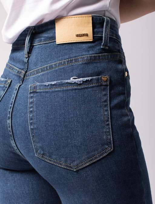 Джинсы Vilatte укороченные из эластичного денима синий  фото 2