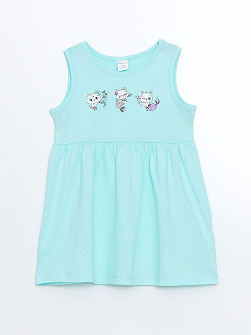 Bisiklet Yaka ?i?ekli K?z ?ocuk Elbise