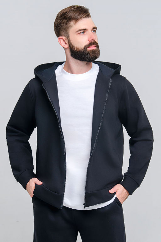 Арт. 69301 Толстовка мужская с начесом 50-58 (5 шт) Цвет:черный - Идеал фото 2