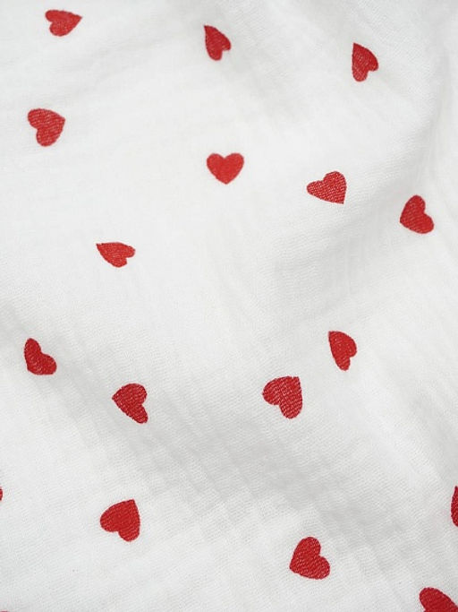 Муслин двухслойный с эф.жатости Сердечки красные - россыпь цв.белый, ш.1.4м, хл-100%, 120гр/м.кв - Купава фото 6