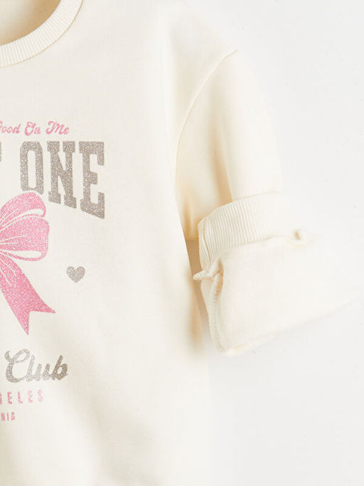 Bask?l? K?z ?ocuk Sweatshirt