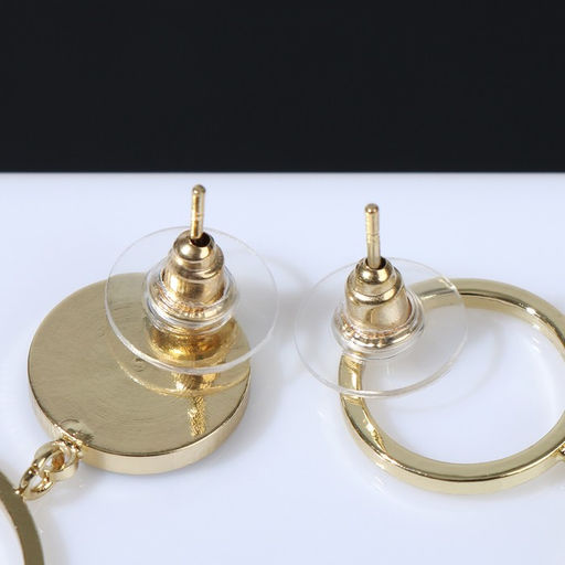 Серьги с перламутром Волшебство круг и кольцо, цвет белый в золоте - Queen fair фото 2