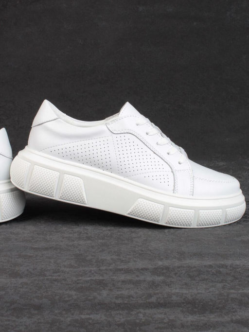 05-PDE35-1 WHITE Кроссовки женские (натуральная кожа)