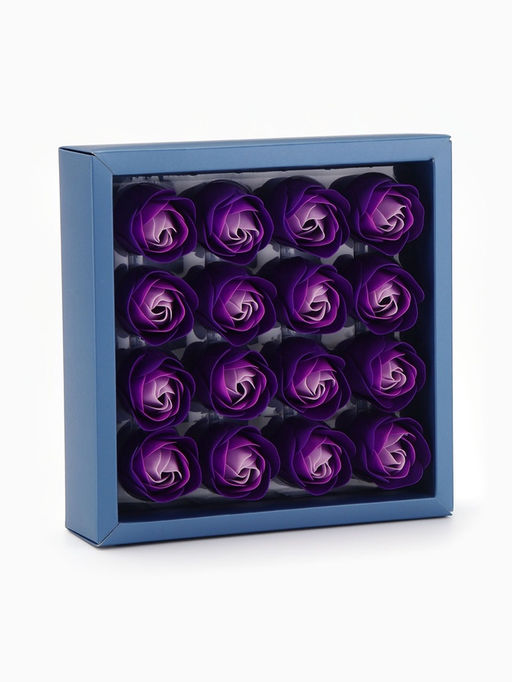 Набор мыльных роз в коробке 16 штук, фиолетово-белые - SB BEAUTY фото 4