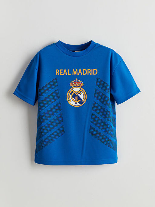 Bisiklet Yaka Real Madrid Bask?l? Erkek ?ocuk Ti??rt