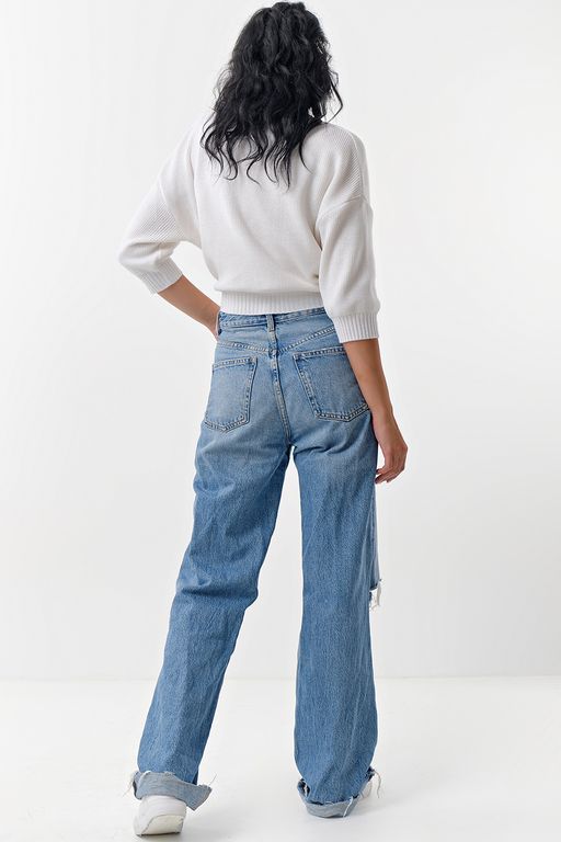 Джемпер укороченный из хлопка белый