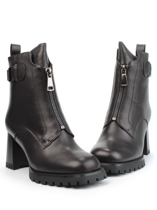 04-M3-L856 BLACK Ботильоны зимние женские (натуральная кожа, натуральный мех)