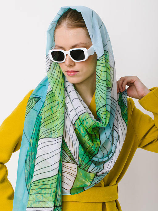 Большой мягкий очень нежный двусторонний палантин в стиле арт-деко - Tantino фото 10